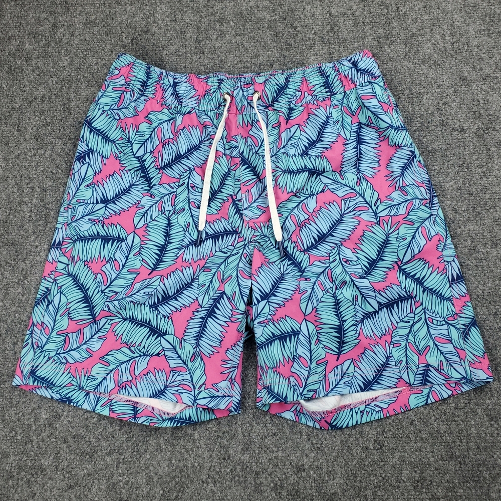 Members Mark Swim Trunks Mens Small Lined Resort Shorts Floral Hawaiian Pink